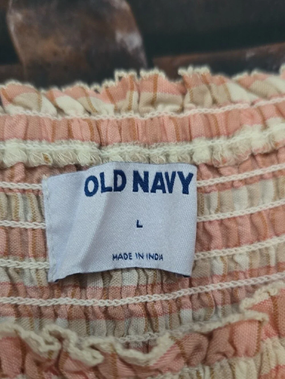 Old Navy Pink Plaid Gingham Short Sleeve Peasant Top